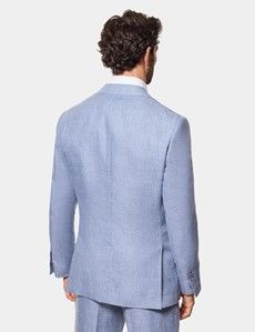 Tailored Fit Blue Linen Suit Jacket