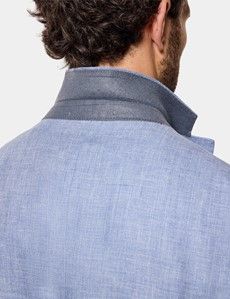 Tailored Fit Blue Linen Suit Jacket