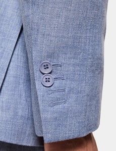Tailored Fit Blue Linen Suit Jacket