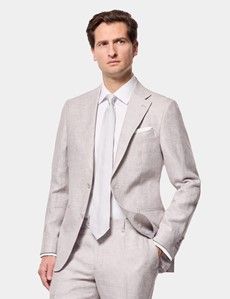 Tailored Fit Light Grey Linen Suit Jacket