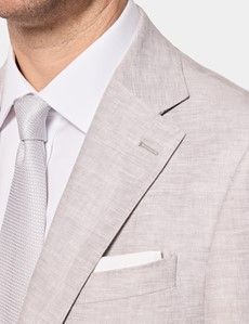 Tailored Fit Light Grey Linen Suit Jacket