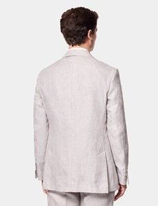 Tailored Fit Light Grey Linen Suit Jacket