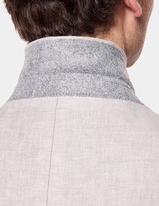 Tailored Fit Light Grey Linen Suit Jacket