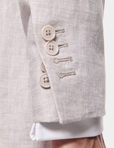Tailored Fit Light Grey Linen Suit Jacket