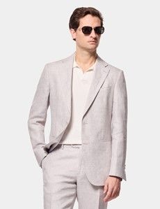 Tailored Fit Light Grey Linen Suit Jacket