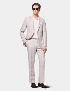 Tailored Fit Light Grey Linen Suit Jacket