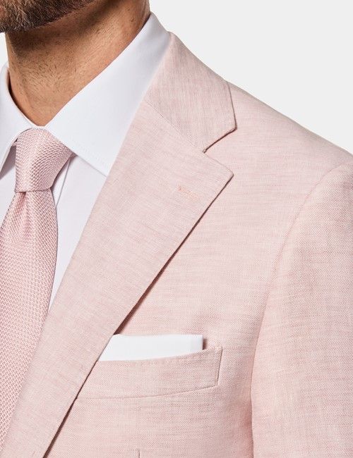 Tailored Fit Pink Linen Suit Trousers