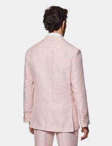 Tailored Fit Pink Linen Suit Jacket