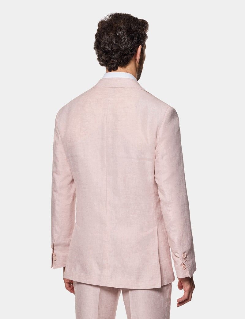 Tailored Fit Pink Linen Suit Jacket thumbnail 3