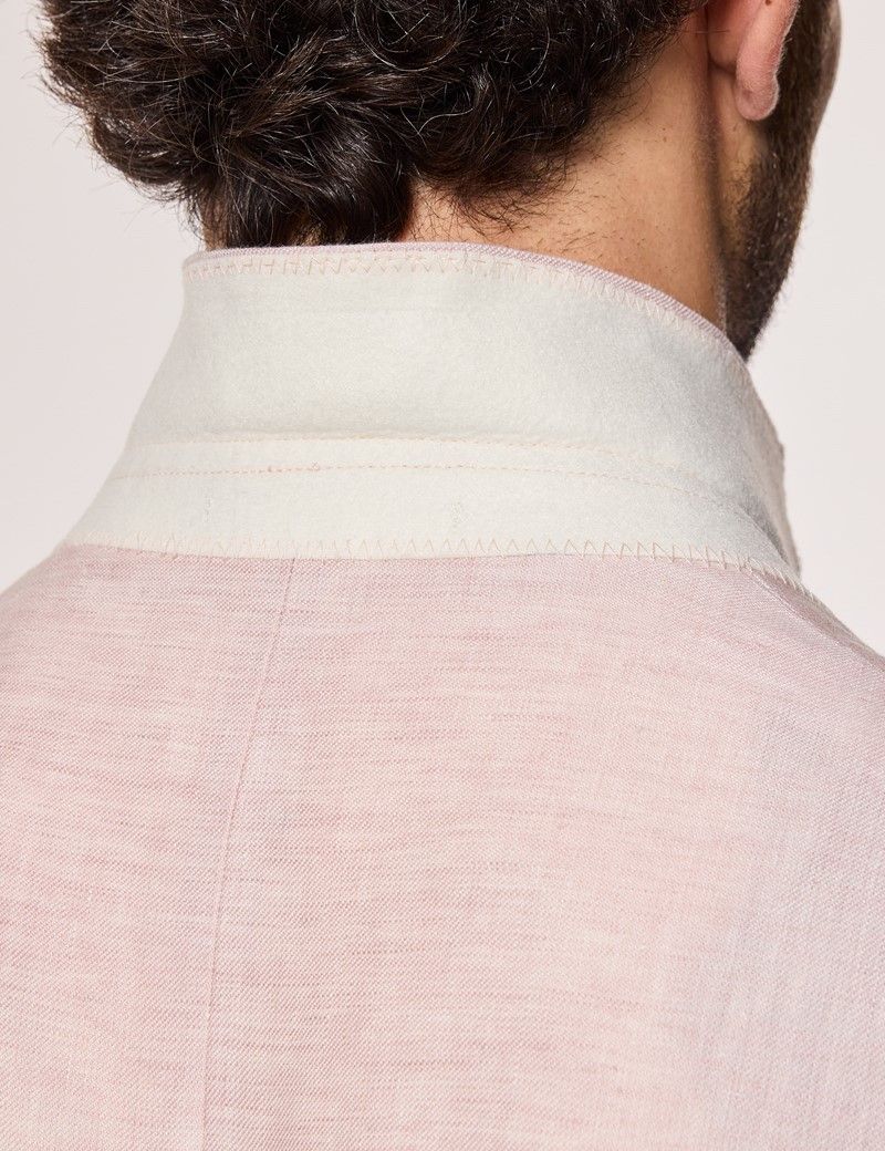 Tailored Fit Pink Linen Suit Jacket thumbnail 4