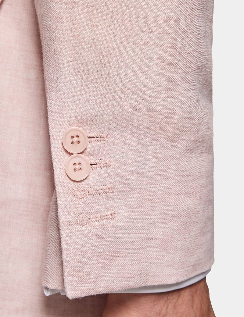 Tailored Fit Pink Linen Suit Jacket thumbnail 5