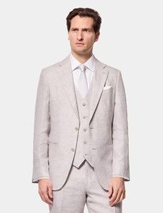 Tailored Fit Light Grey Linen Suit