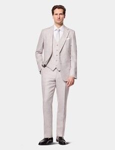 Tailored Fit Light Grey Linen Suit