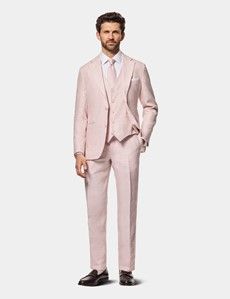 Tailored Fit Pink Linen Suit