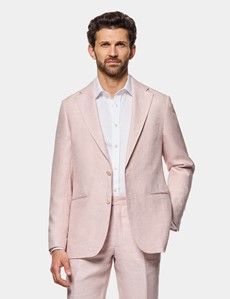 Tailored Fit Pink Linen Suit