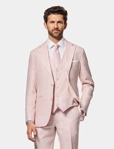 Tailored Fit Pink Linen Suit