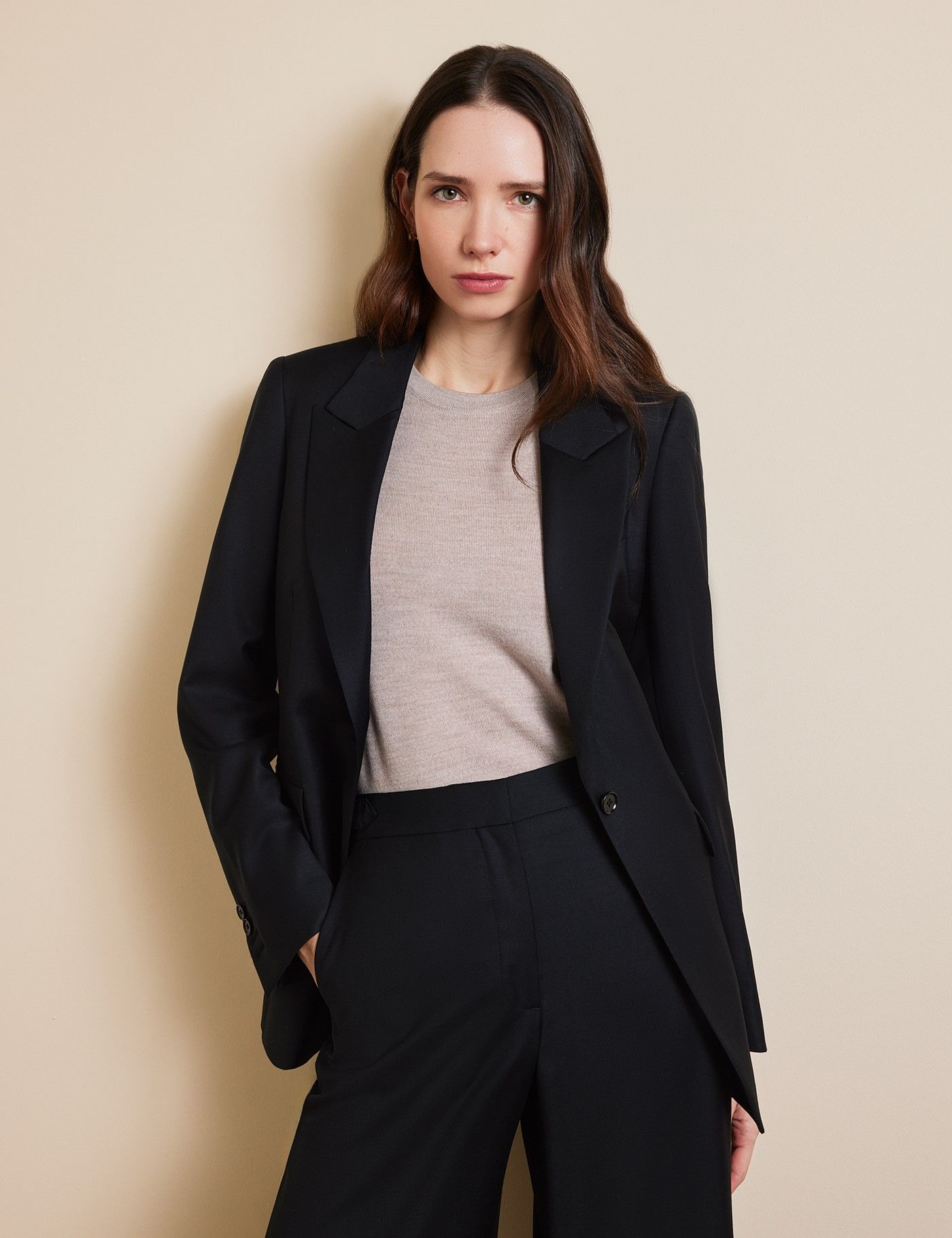 Black Double Breasted Longline Jacket