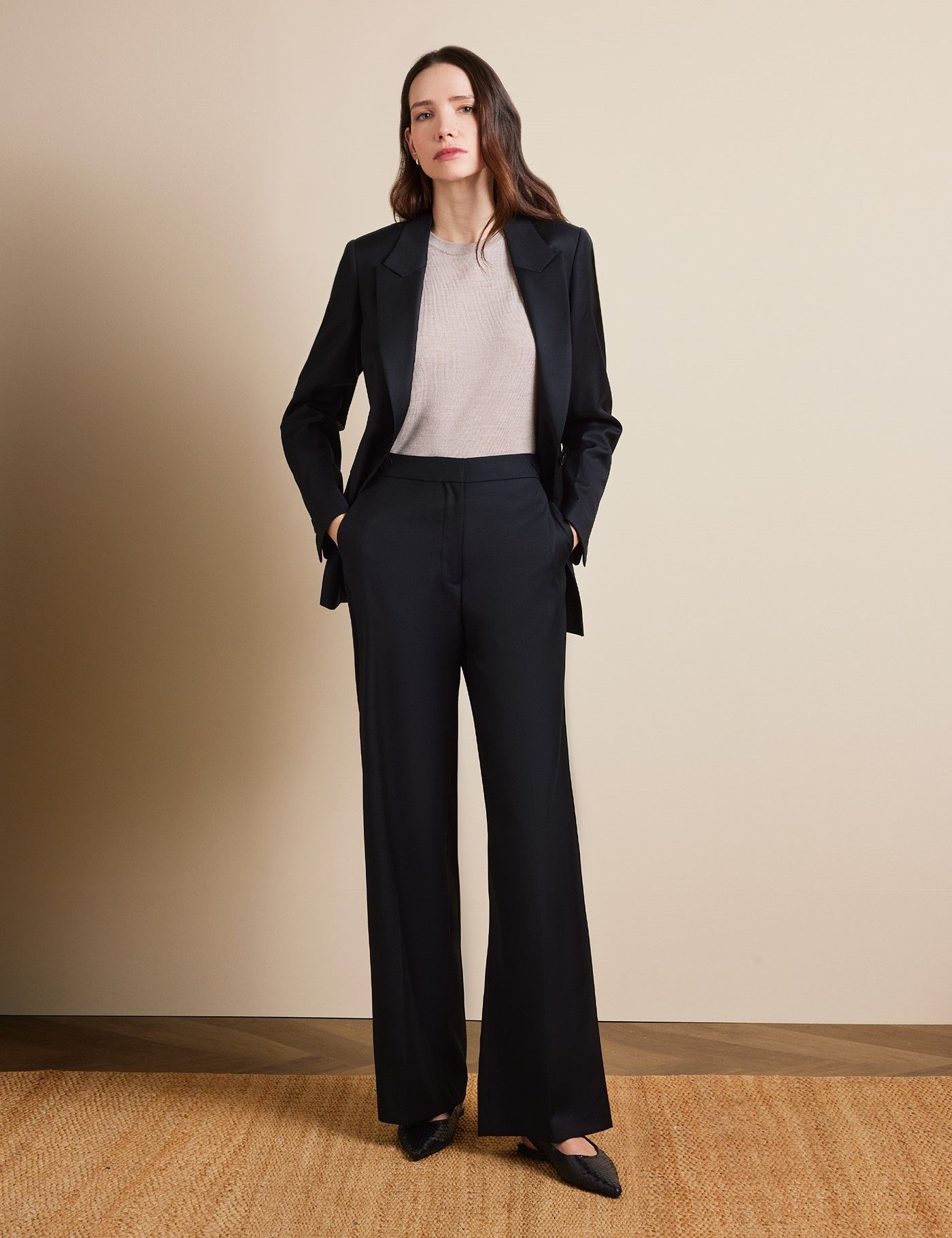 Black Double Breasted Longline Jacket