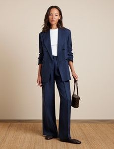 Relaxed Navy Twill Linen Blazer