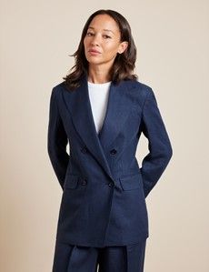 Relaxed Navy Twill Linen Blazer