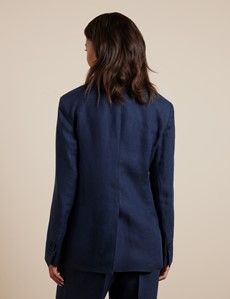 Relaxed Navy Twill Linen Blazer