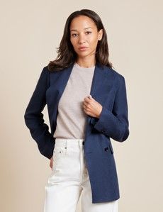 Relaxed Navy Twill Linen Blazer