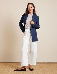 Relaxed Navy Twill Linen Blazer