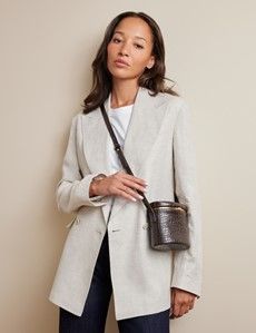 Relaxed Stone Twill Linen Blazer