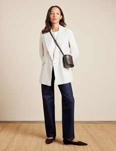 Relaxed Stone Twill Linen Blazer