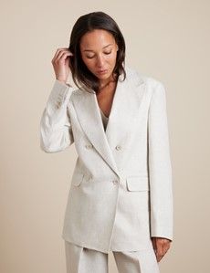 Relaxed Stone Twill Linen Blazer