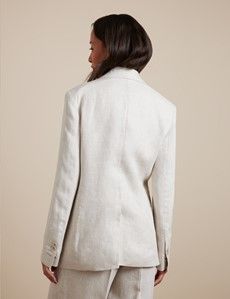 Relaxed Stone Twill Linen Blazer