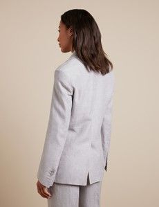 Relaxed Light Grey Twill Linen Blazer