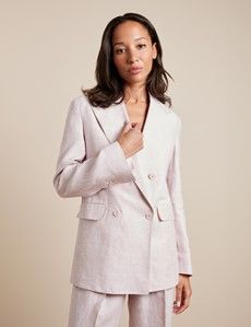 Relaxed Pink Twill Linen Blazer