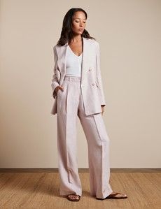 Relaxed Pink Twill Linen Blazer