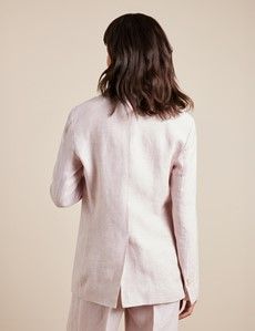 Relaxed Pink Twill Linen Blazer
