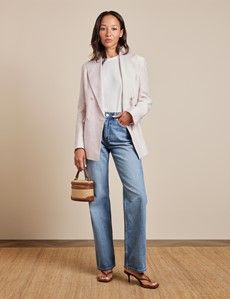 Relaxed Pink Twill Linen Blazer