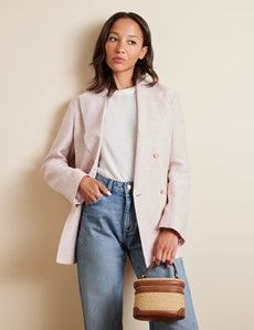 Relaxed Pink Twill Linen Blazer