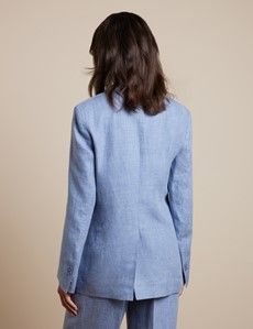 Relaxed Blue Twill Linen Blazer