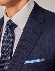 Slim Fit Blue Semi Plain Zigzag Suit-preview2
