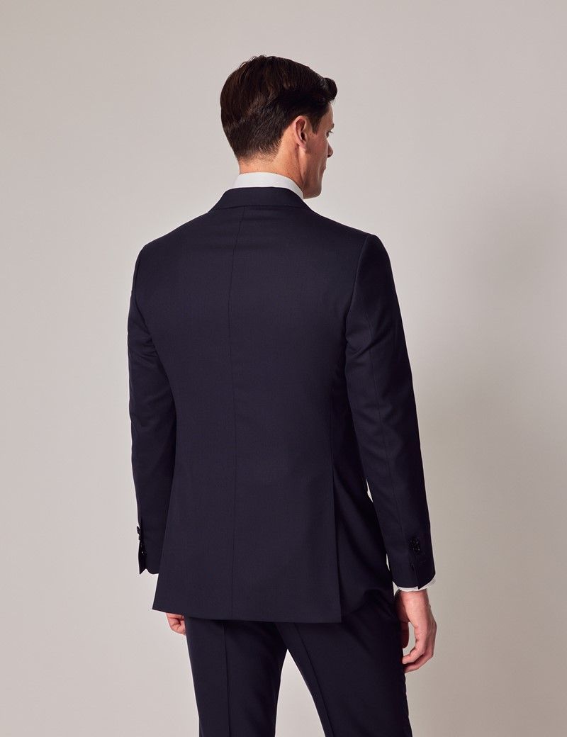 Navy Basket Weave 2 Piece Slim Fit Suit | Hawes & Curtis