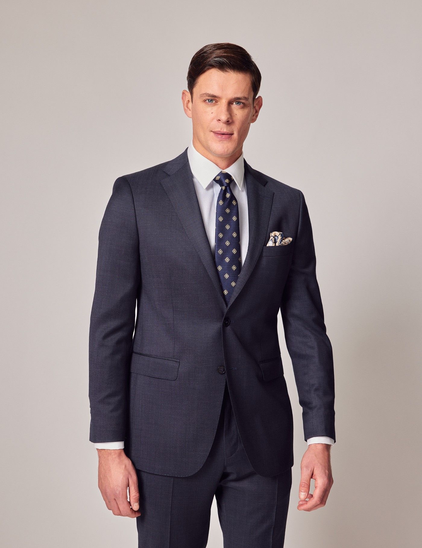 Dark Blue Slim Suit Jacket | Hawes & Curtis