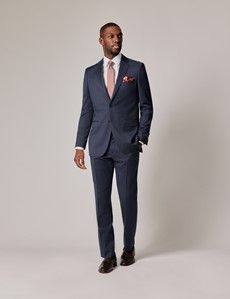 Navy End on End Slim Suit Jacket-preview8