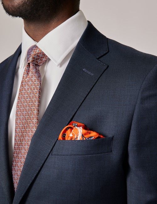 Navy End on End Slim Suit Jacket-preview