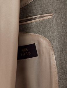 Green Semi Plain Italian Wool Tailored Fit Suit Jacket - 1913 Collection-preview4