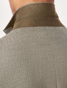 Green Semi Plain Italian Wool Tailored Fit Suit Jacket - 1913 Collection-preview5