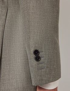 Green Semi Plain Italian Wool Tailored Fit Suit Jacket - 1913 Collection-preview6