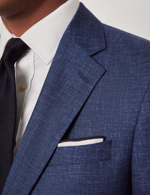 Blue Semi Plain Italian Wool Tailored Fit Suit - 1913 Collection-preview