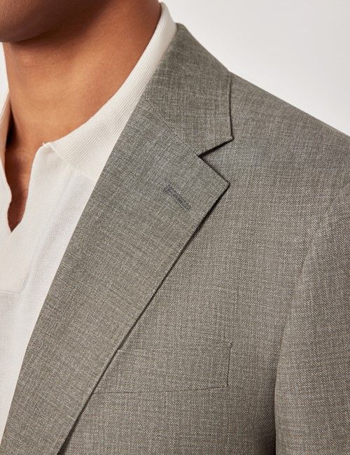 Green Semi Plain Italian Wool Tailored Fit Suit - 1913 Collection-preview
