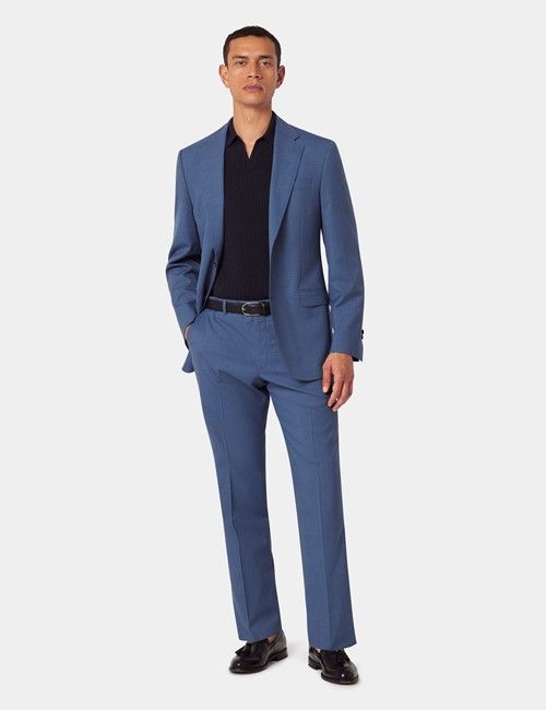 Mid Blue Italian Wool Tailored Fit Suit - 1913 Collection