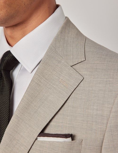 Greige Italian Wool Tailored Fit Suit - 1913 Collection-preview